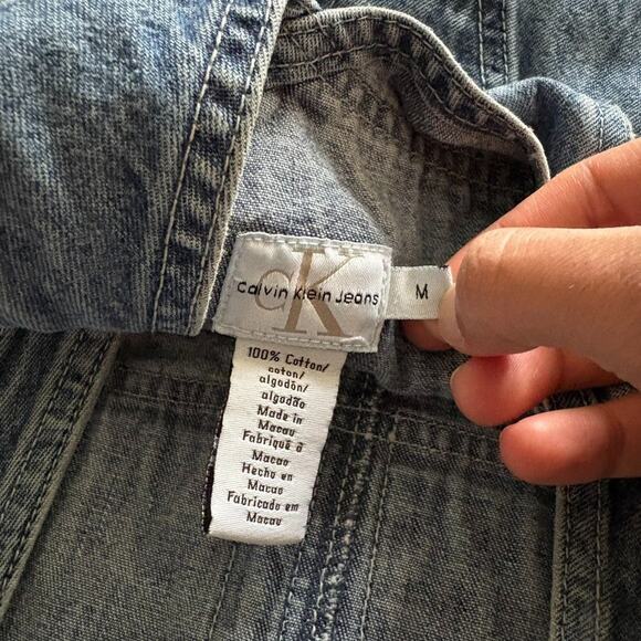 Vintage Calvin Klein Denim Overalls Men's Size M 34x30 Blue Jean Bib Carpenter - Picture 7 of 9